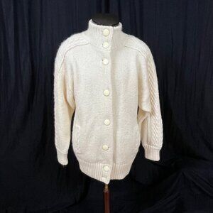 I B Diffusion‎ Vintage Cable Knit Cardigan Wool Blend Hong Kong Cream Ivory Size